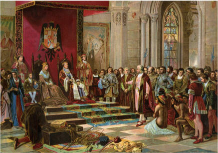 photo by http://imgc.allpostersimages.com/images/P-473-488-90/22/2246/IP2ZD00Z/posters/columbus-greeted-by-king-ferdinand-and-queen-isabella-upon-his-return-to-spain-from-the-new-world.jpg